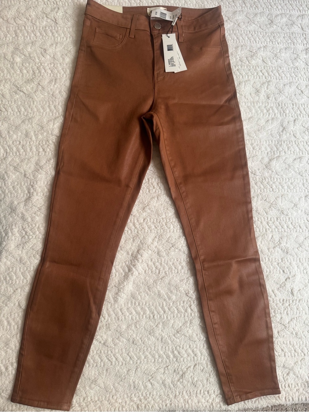 L'AGENCE Margot High Rise Skinny Coated Jeans Java Brown NWT 27